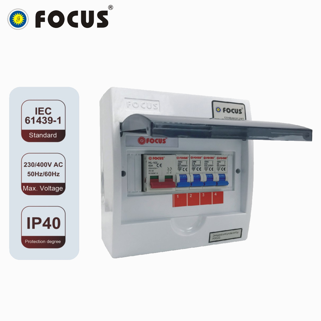 FOCUS TSM Series Consumer Unit Distribution Board 2/4/6/8/12 Ways